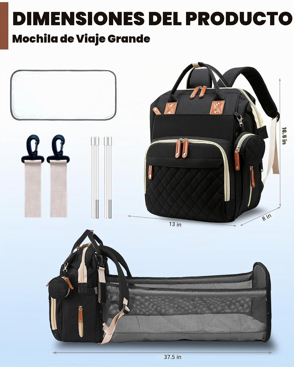 Lamroro Bolsa de pañales con estación de cambio, mochila impermeabl...