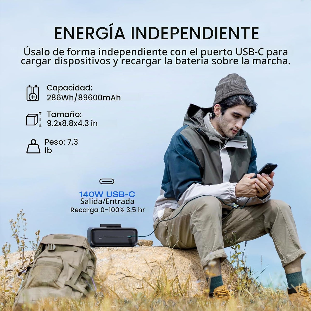 Central eléctrica portátil EF ECOFLOW River 3 Plus con batería adic...