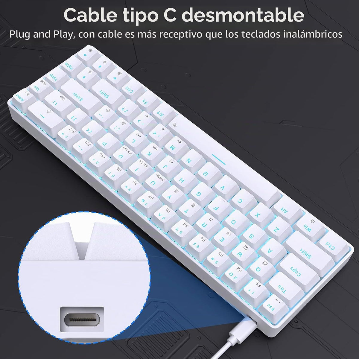 DIERYA T68SE 60% Teclado mecánico para juegos, ultra compacto mini...