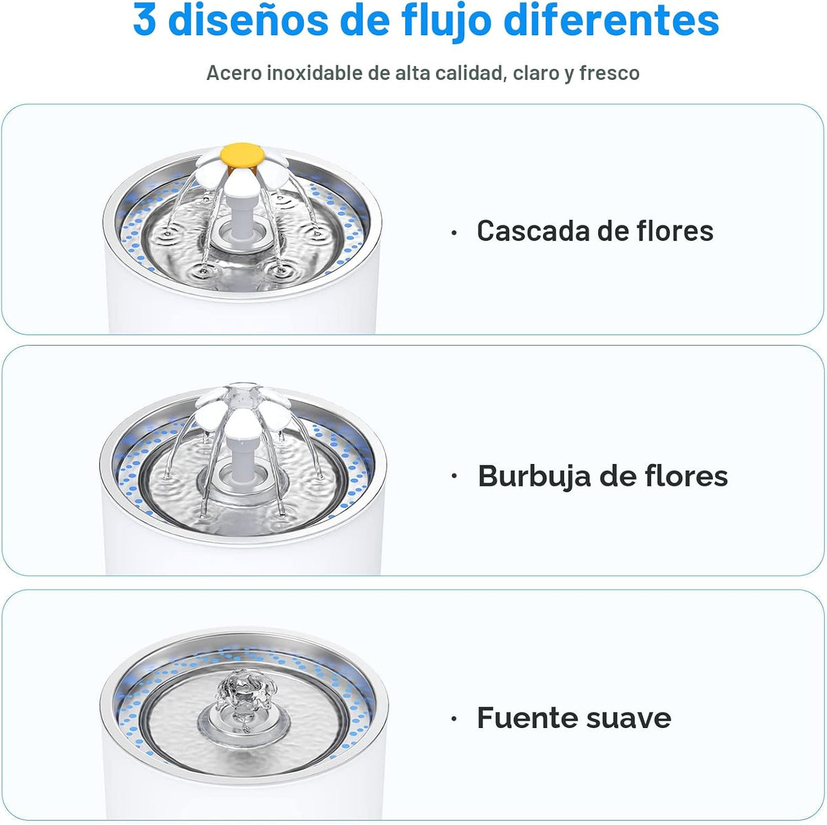 Fuente de agua para gatos Wonder Creature de acero inoxidable, 81 o...