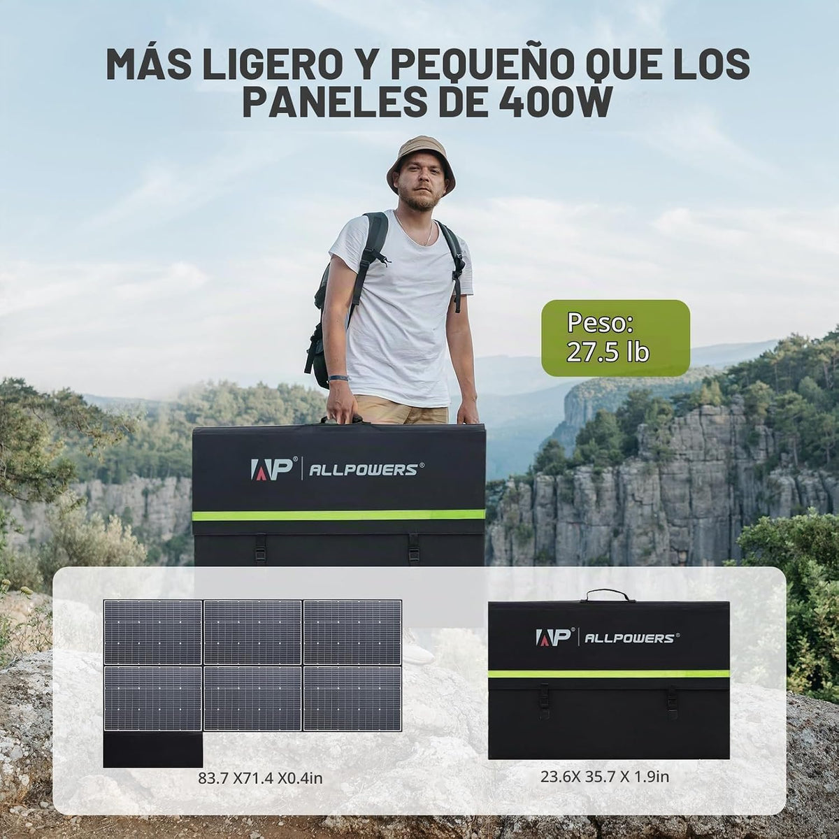 ALLPOWERS El panel solar plegable SP039 600W, IP67 impermeabiliza l...