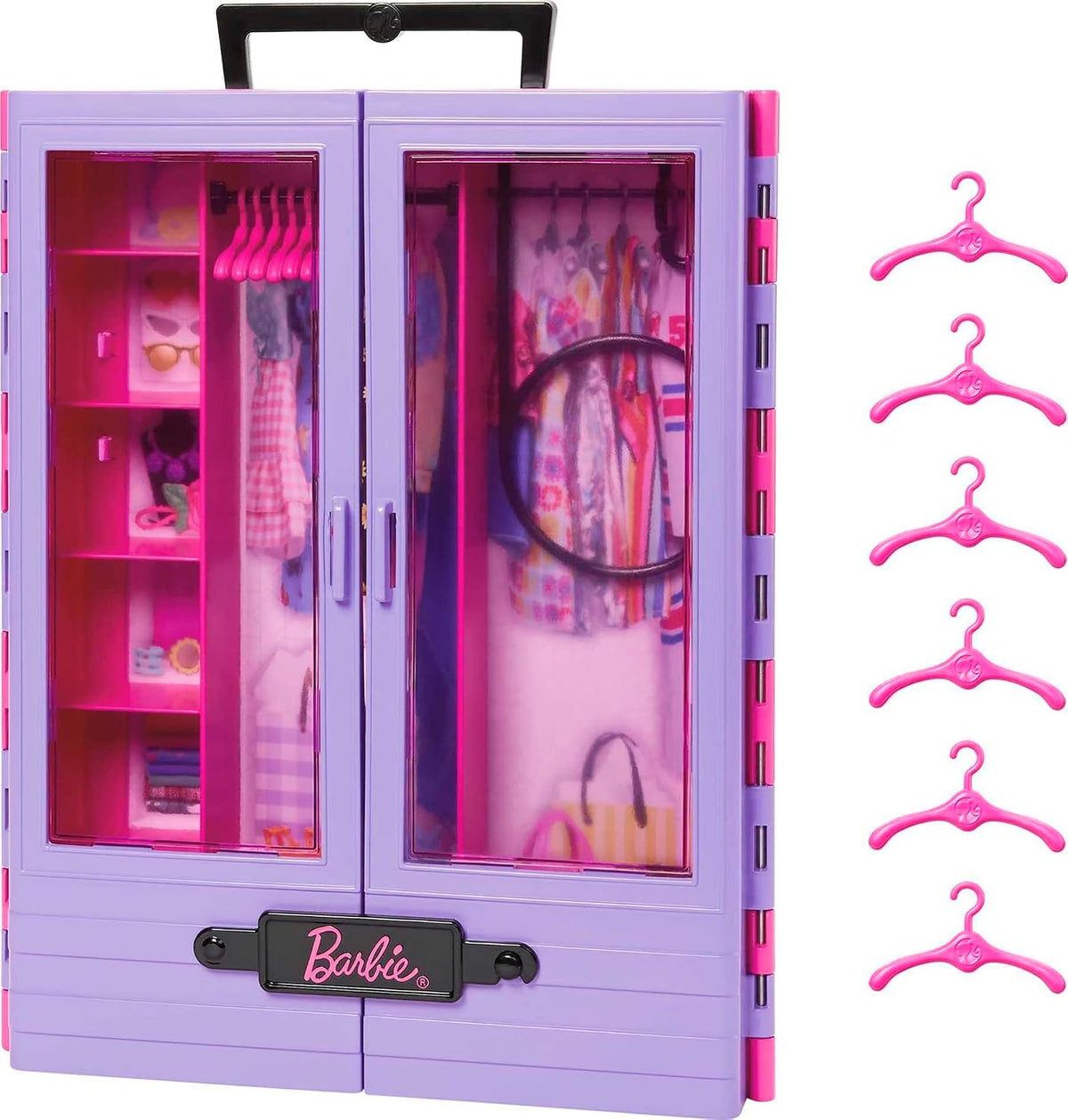 Armario para Barbie con 6 hangares, accesorios con puertas translúc...