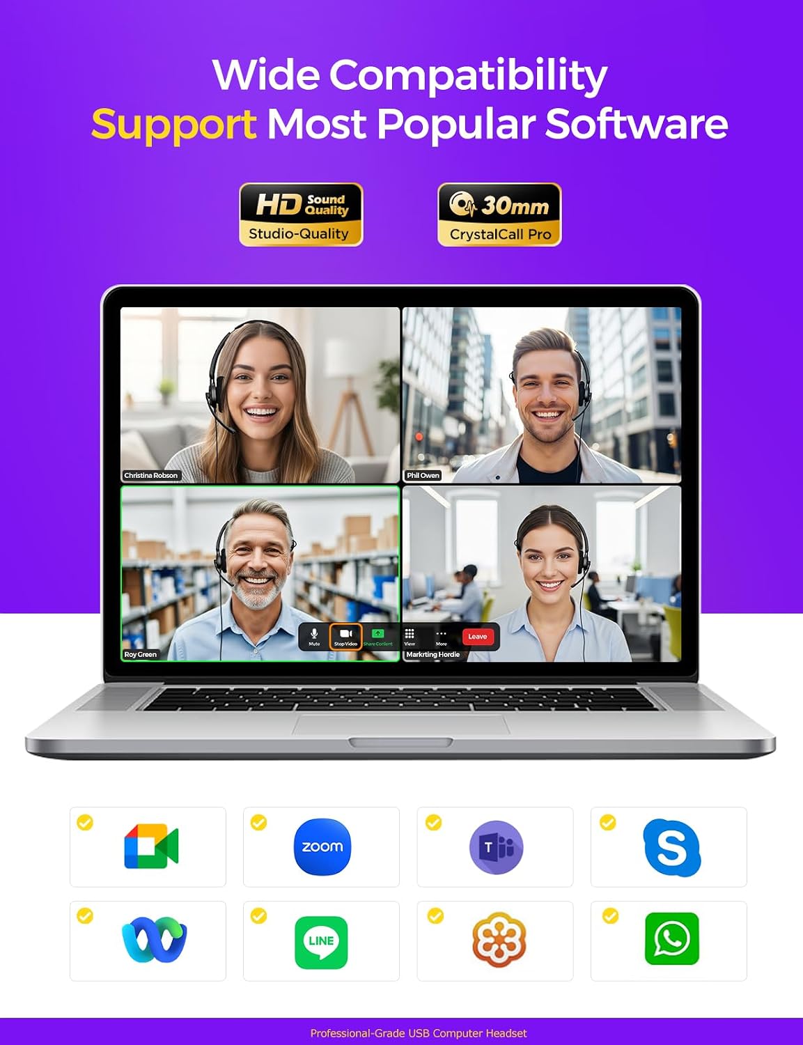 Auriculares USB con micrófono para PC, Auriculares para computadora...