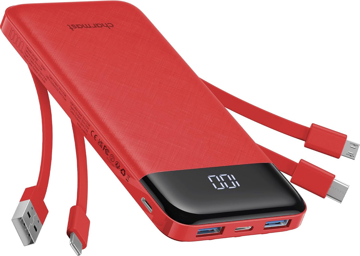 charmast Cargador portátil con cables incorporados x 4, cargador de...