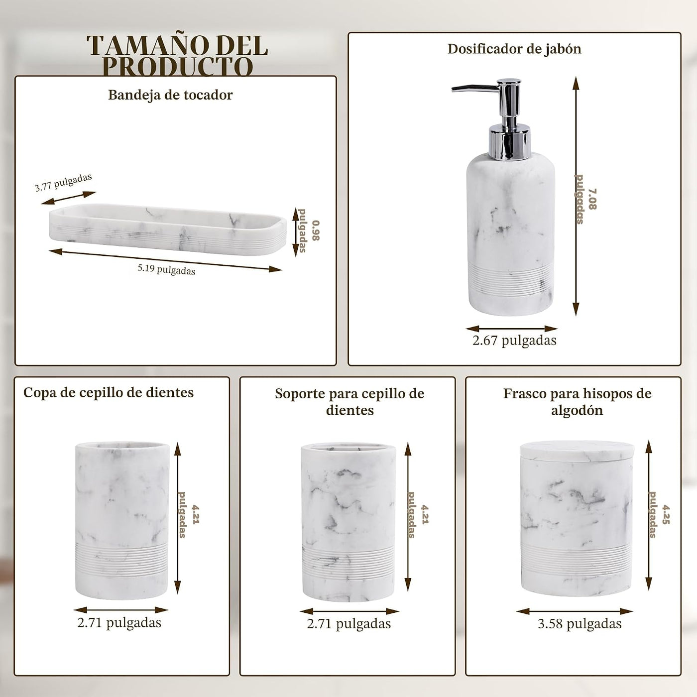 Juego de accesorios de baño, juego de accesorios de baño de 6 pieza...