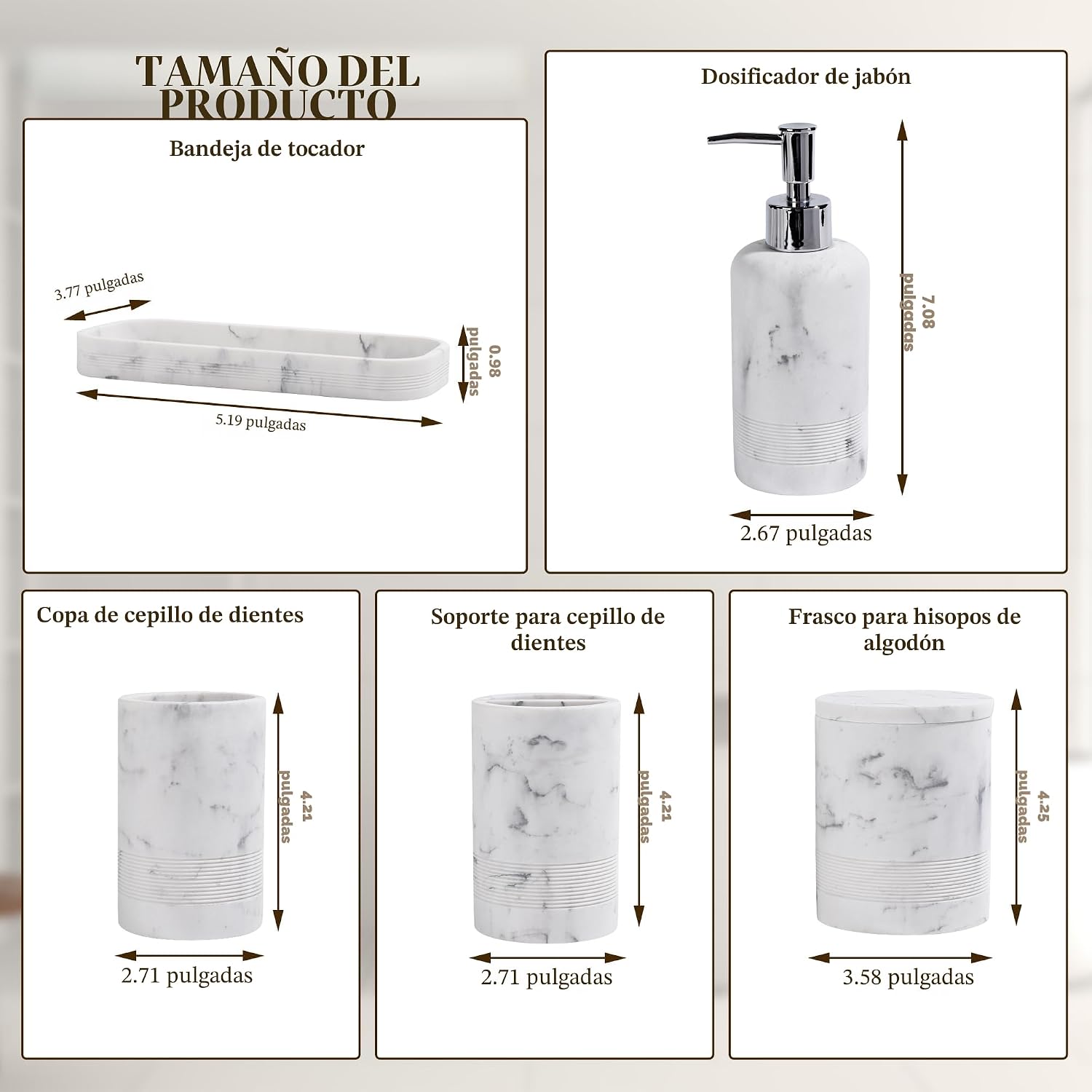 Juego de accesorios de baño, juego de accesorios de baño de 6 pieza...