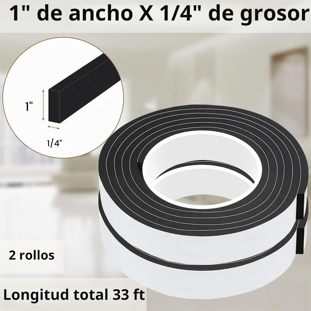 Cinta de sellado de espuma EVA, 1 pulgada de ancho x 1\/4 pulgada d...