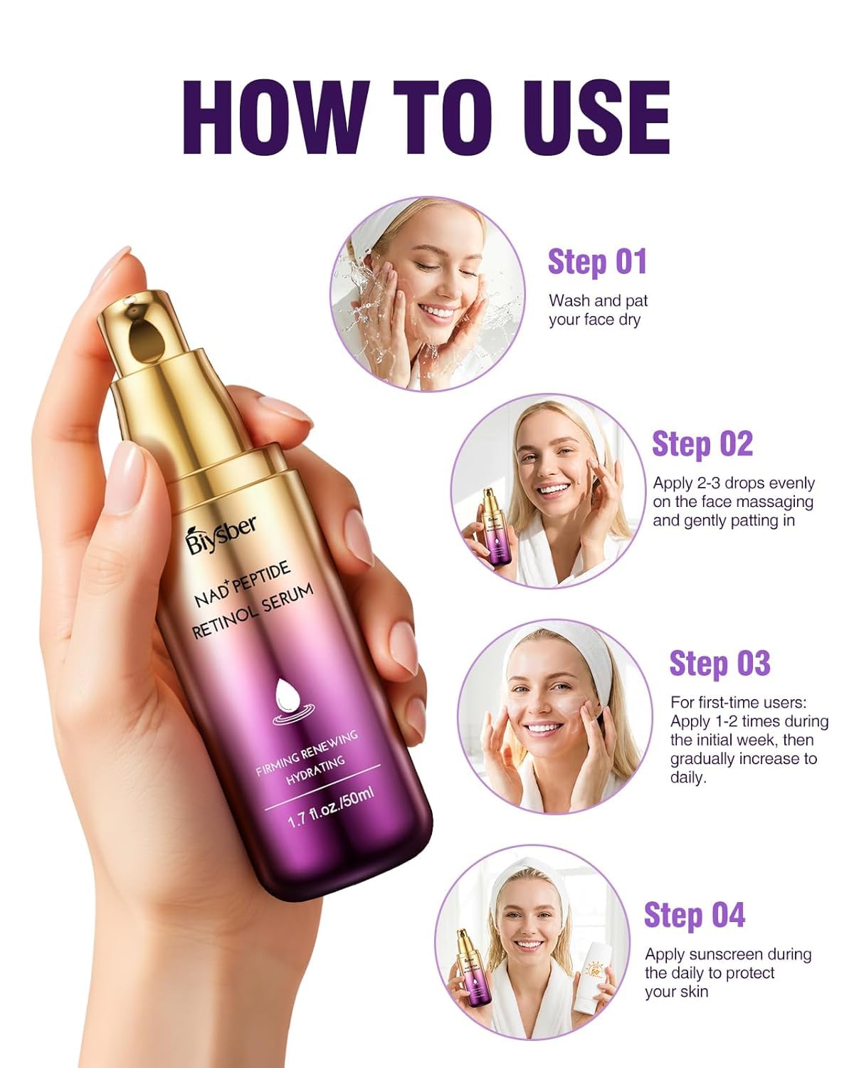 Suero de retinol para cara y cuello con péptido y NAD+, colágeno re...