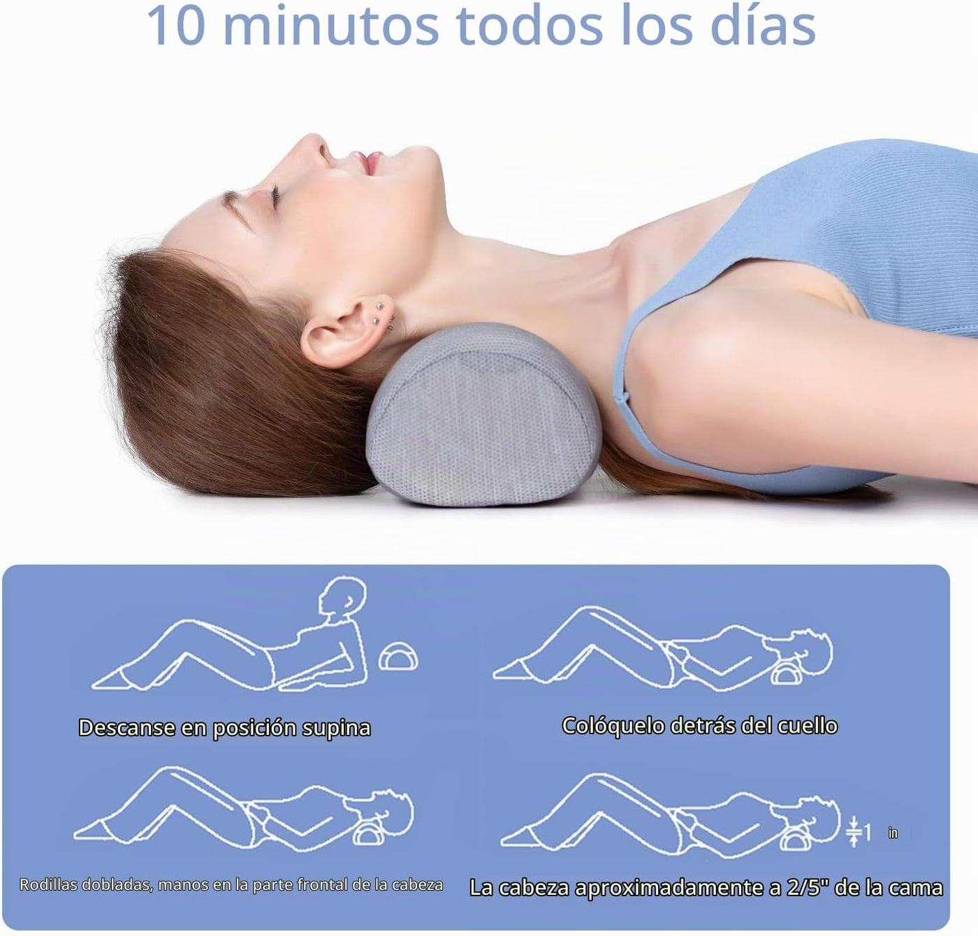 Bespilow Almohada cervical para el cuello para aliviar el dolor, ro...
