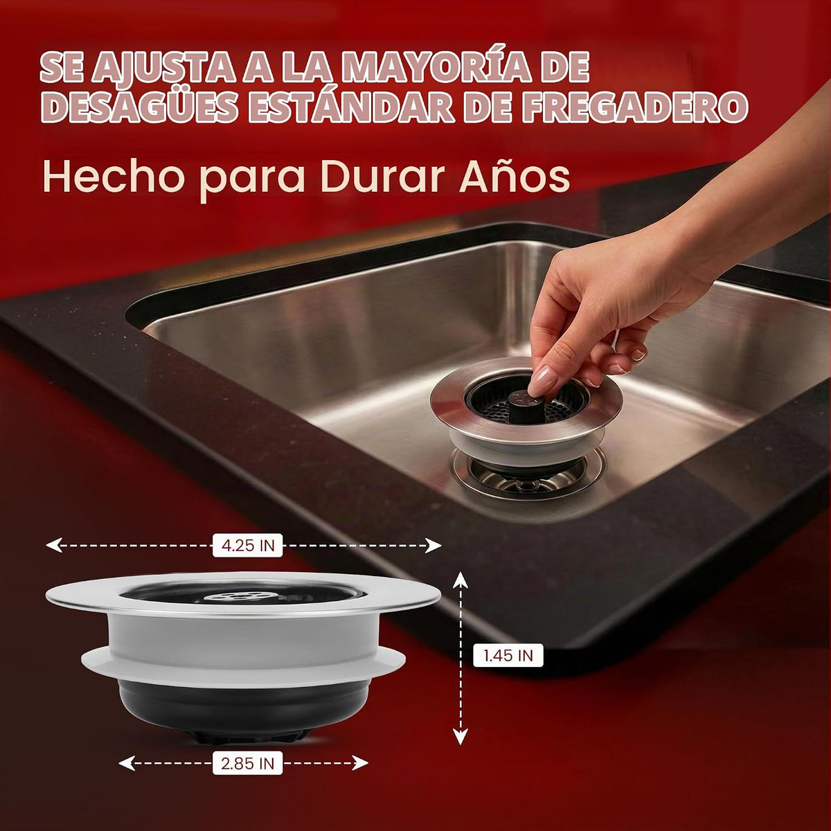 SinkShroom Colador de drenaje para fregadero de cocina, tapón de fr...