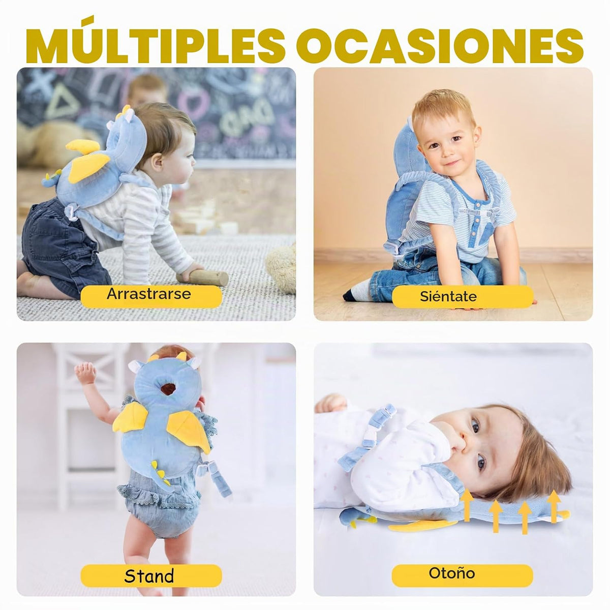 Mochila de protección para la cabeza del bebé, suave y cómoda, boni...