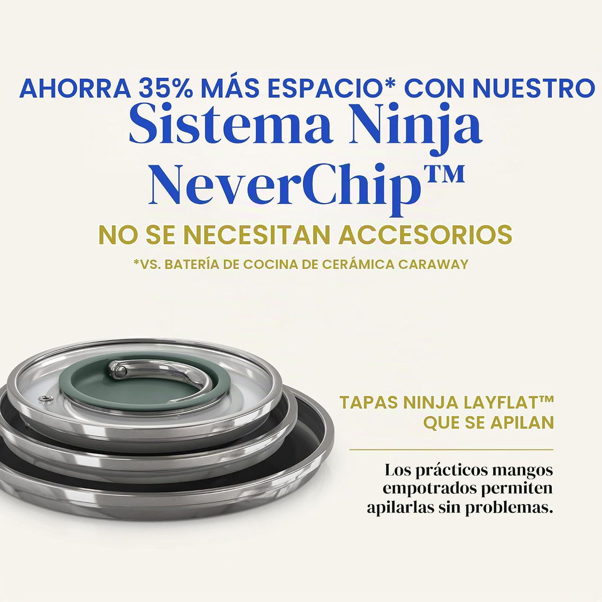 Ninja NeverQuit™ CQ19006BL4 - Juego de utensilios de cocina de cerá...