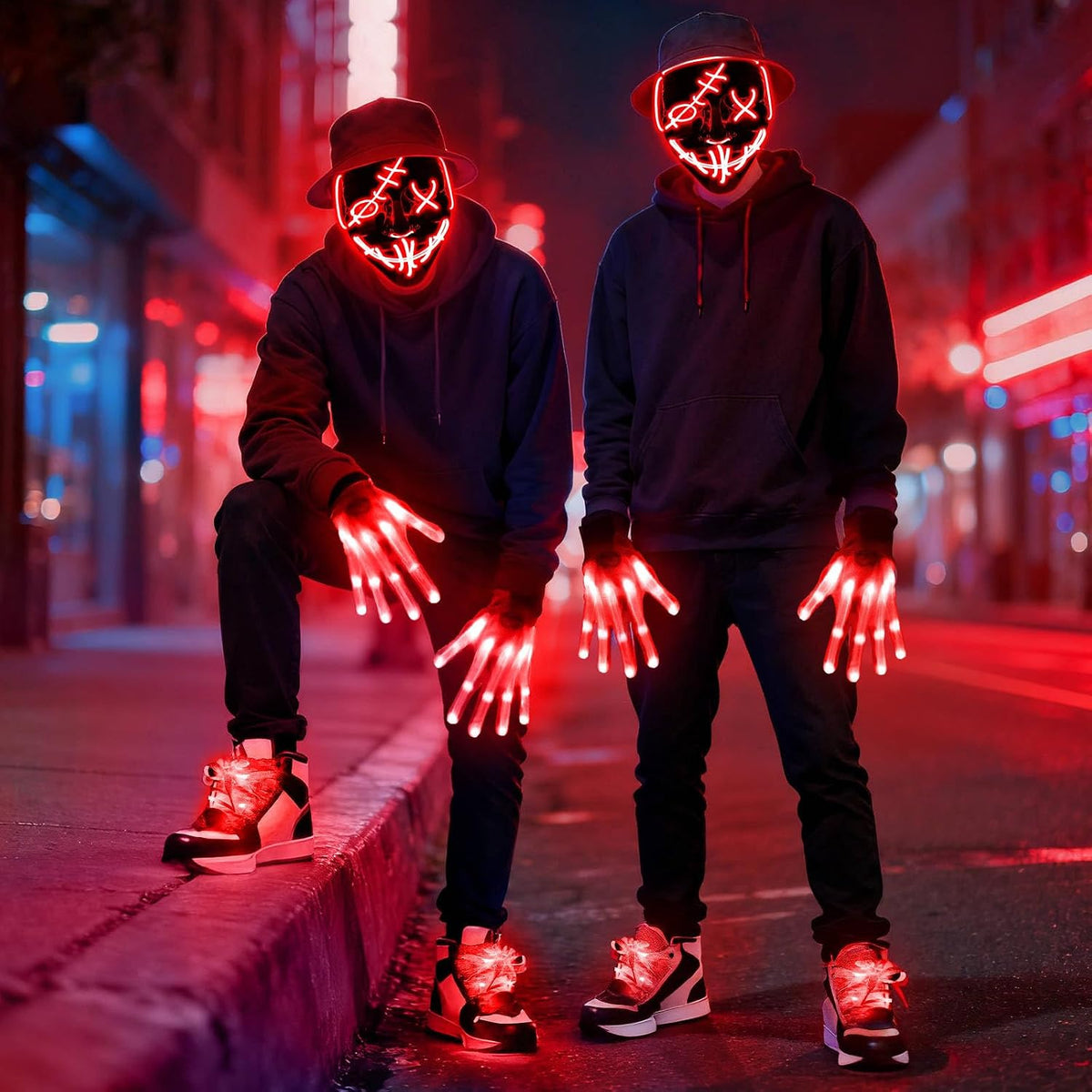 Conjunto de cordones para zapatos y guantes con máscara LED, kit de...