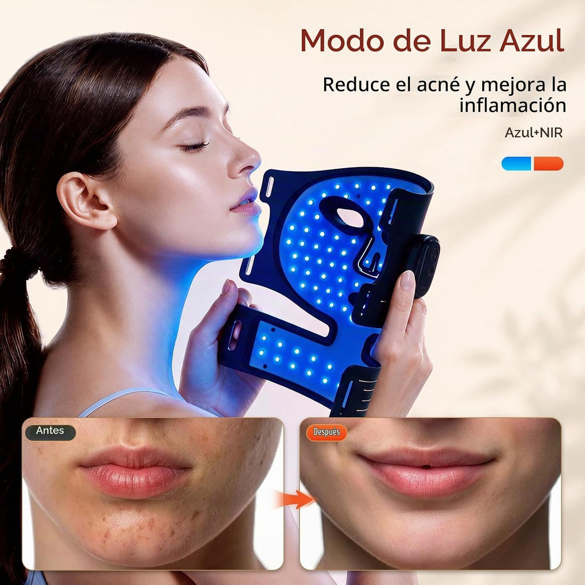 Máscara de la terapia de la luz roja para la cara, máscara ligera |...