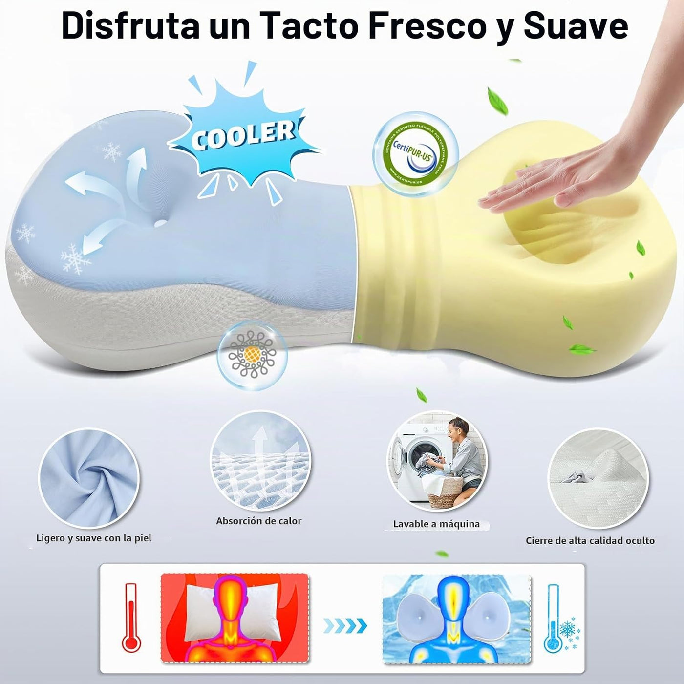 Mixiniso Almohada Cervical para el Cuello, Di Adiós al Dolor de Cue...