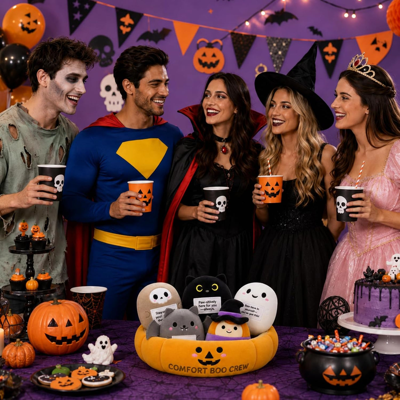 Peluche de Halloween - Juego de peluche de apoyo emocional con cest...