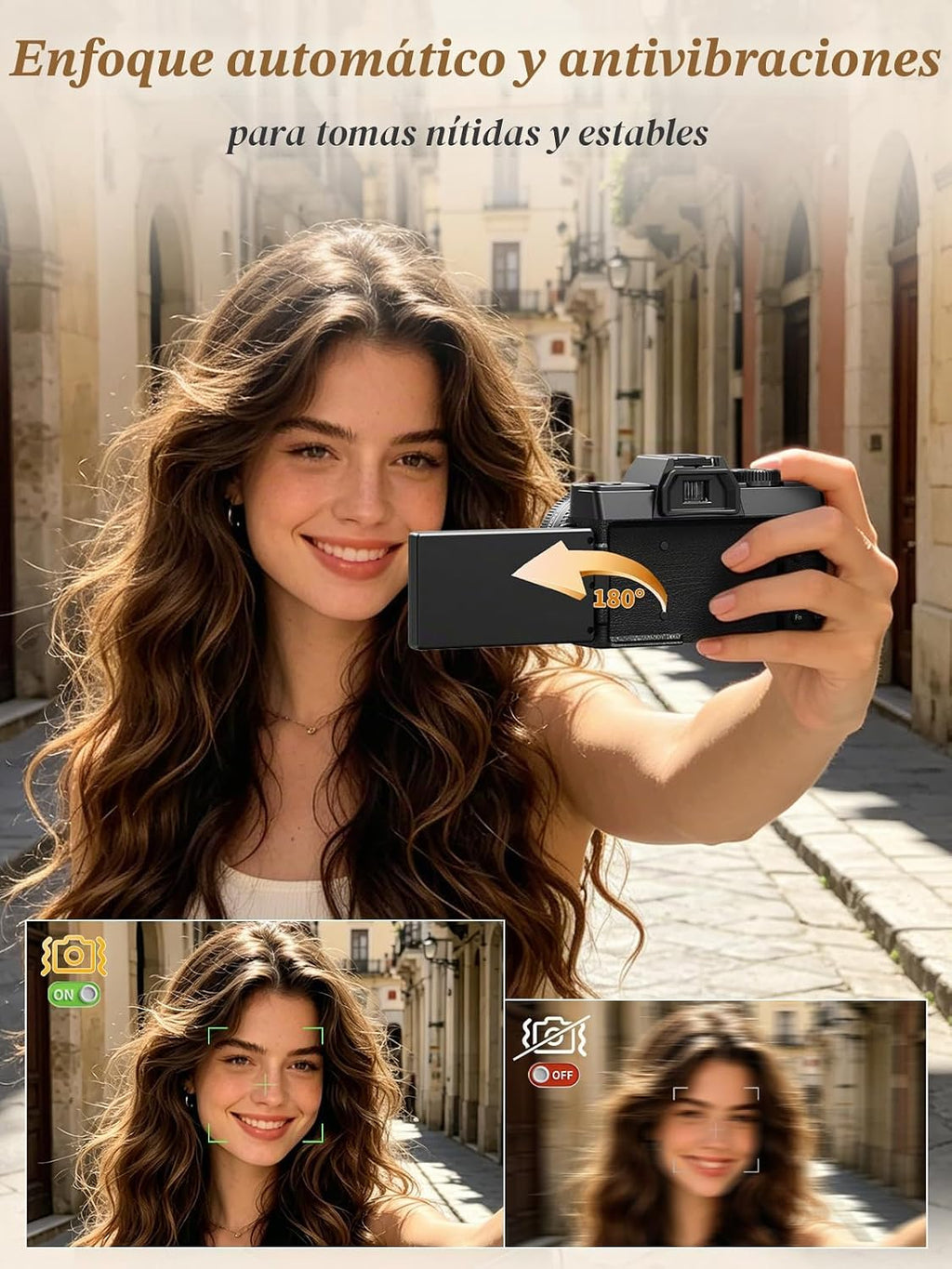 Cámara digital True 5K 64MP para fotografía (negra) | Enfoque autom...