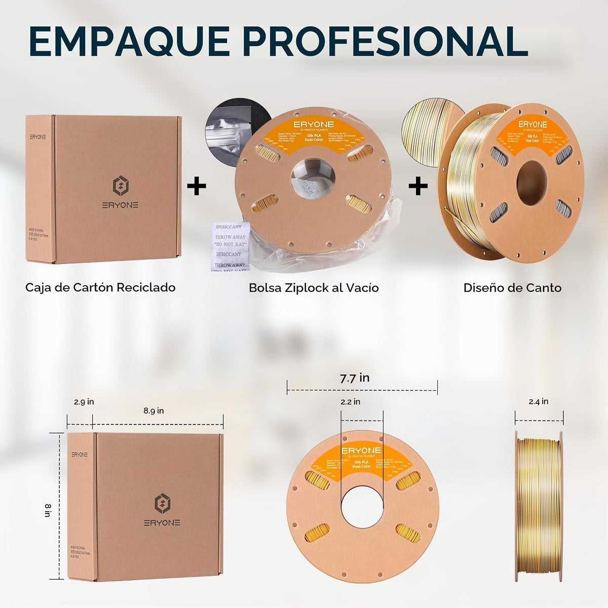 ERYONE Seda de Dos Colores PLA - Filamento para Impresora 3D 1.75mm...