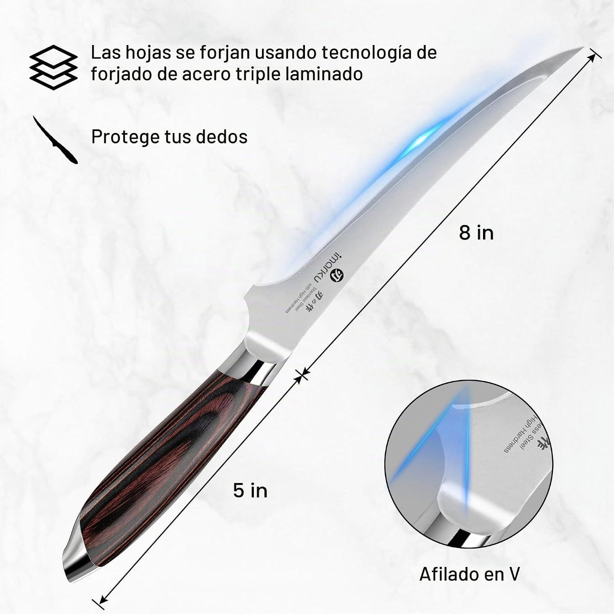 imarku Cuchillo de filete de 8 pulgadas, cuchillo afilado para desh...