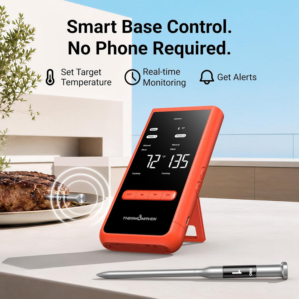 Termómetro inalámbrico para carne ThermoMaven Smart WiFi para asar...