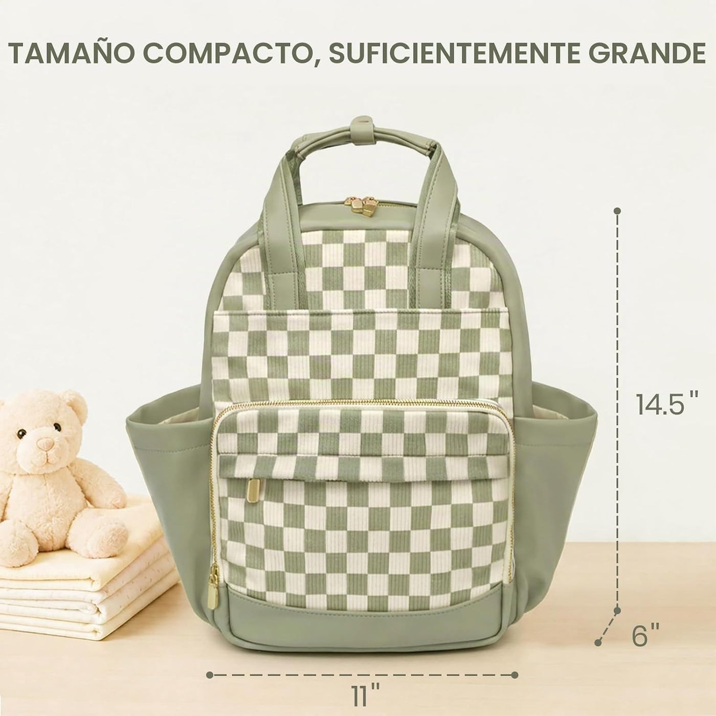 miss fong Bolsa de pañales verde pequeña bolsa de pañales para bebé...