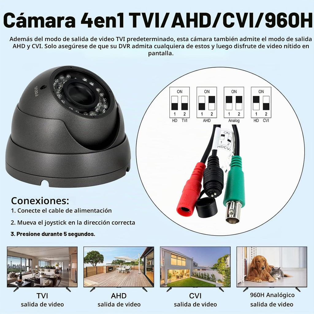 Anpviz Cámara CCTV analógica de 2MP 1080P HD 4 en 1 (TVI\/AHD\/CVI\...
