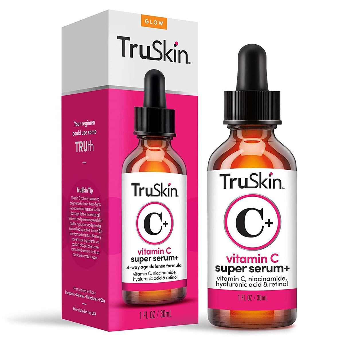 TruSkin Vitamin C-Plus Super Serum - Suero facial antiarrugas antie...