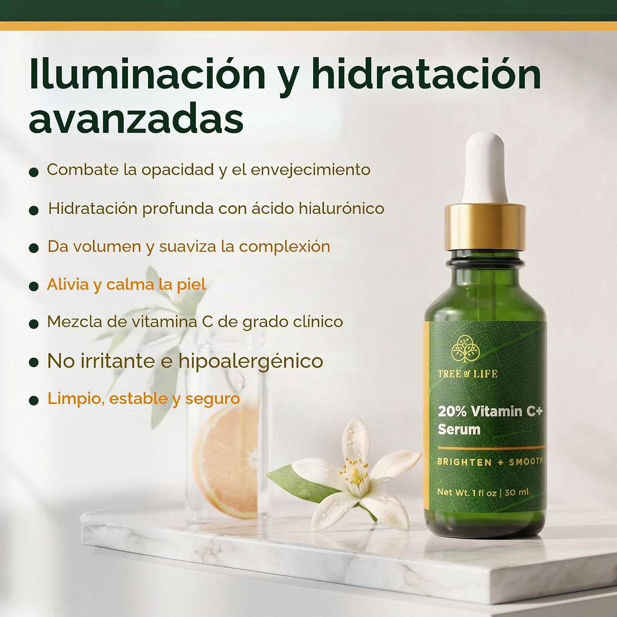 Suero de vitamina C+ Tree of Life para la cara, aceite facial remov...