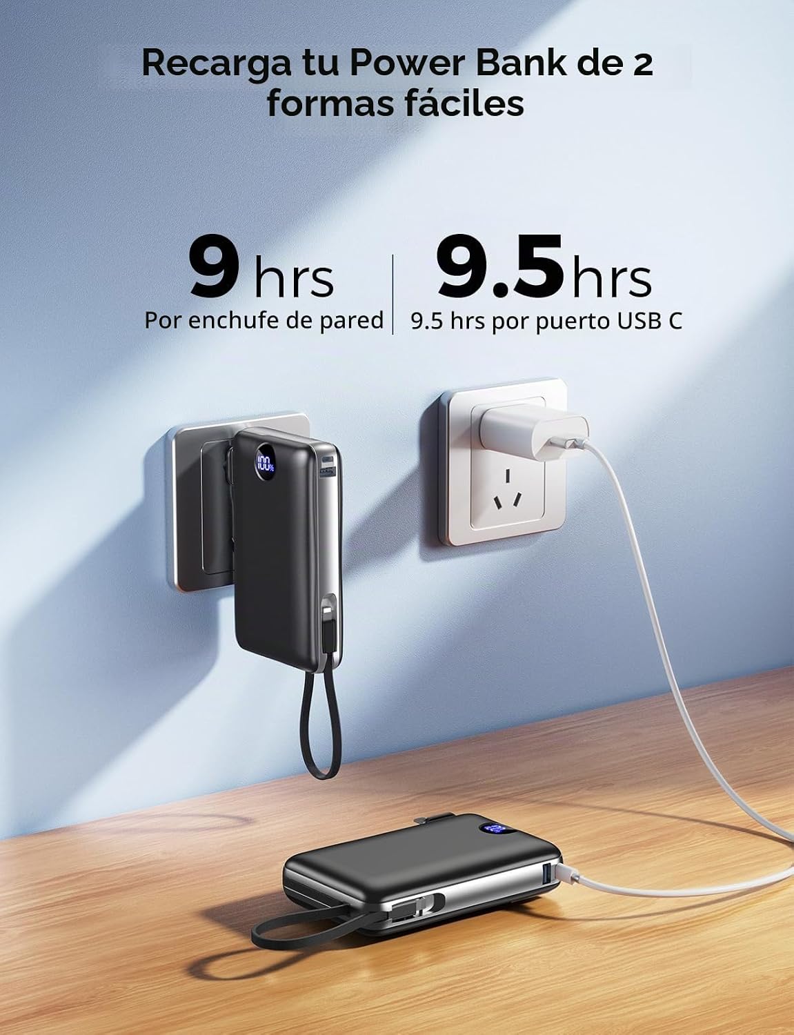 Cargador portátil Power Bank 50000mAh Capacidad masiva con enchufe...