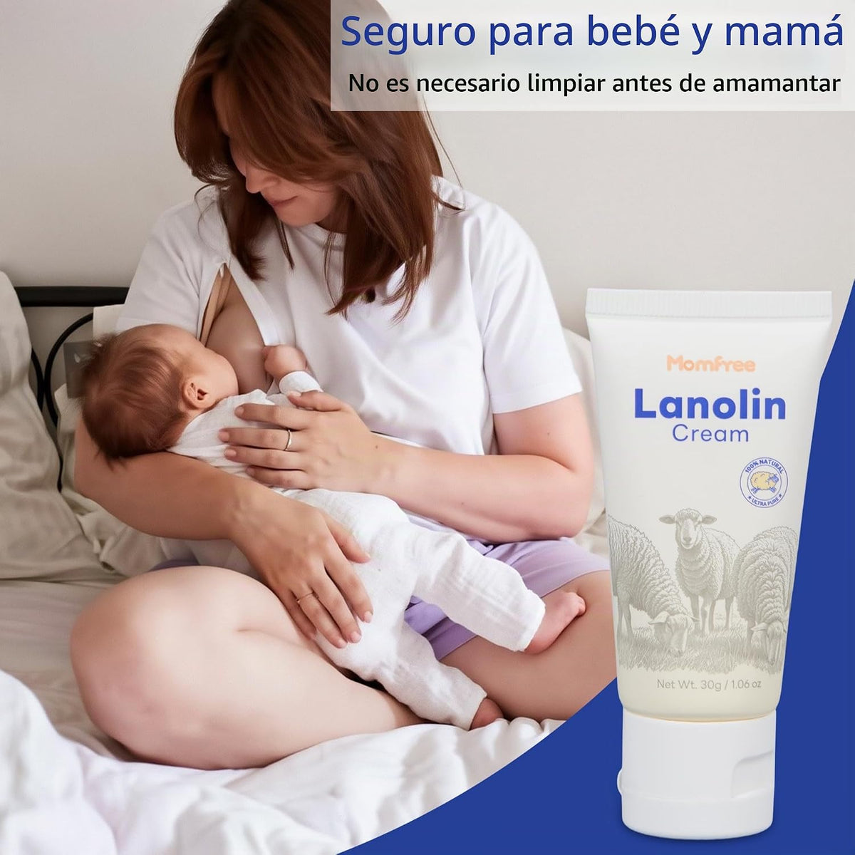 Crema para pezones segura para la lactancia: bálsamo para pezones d...
