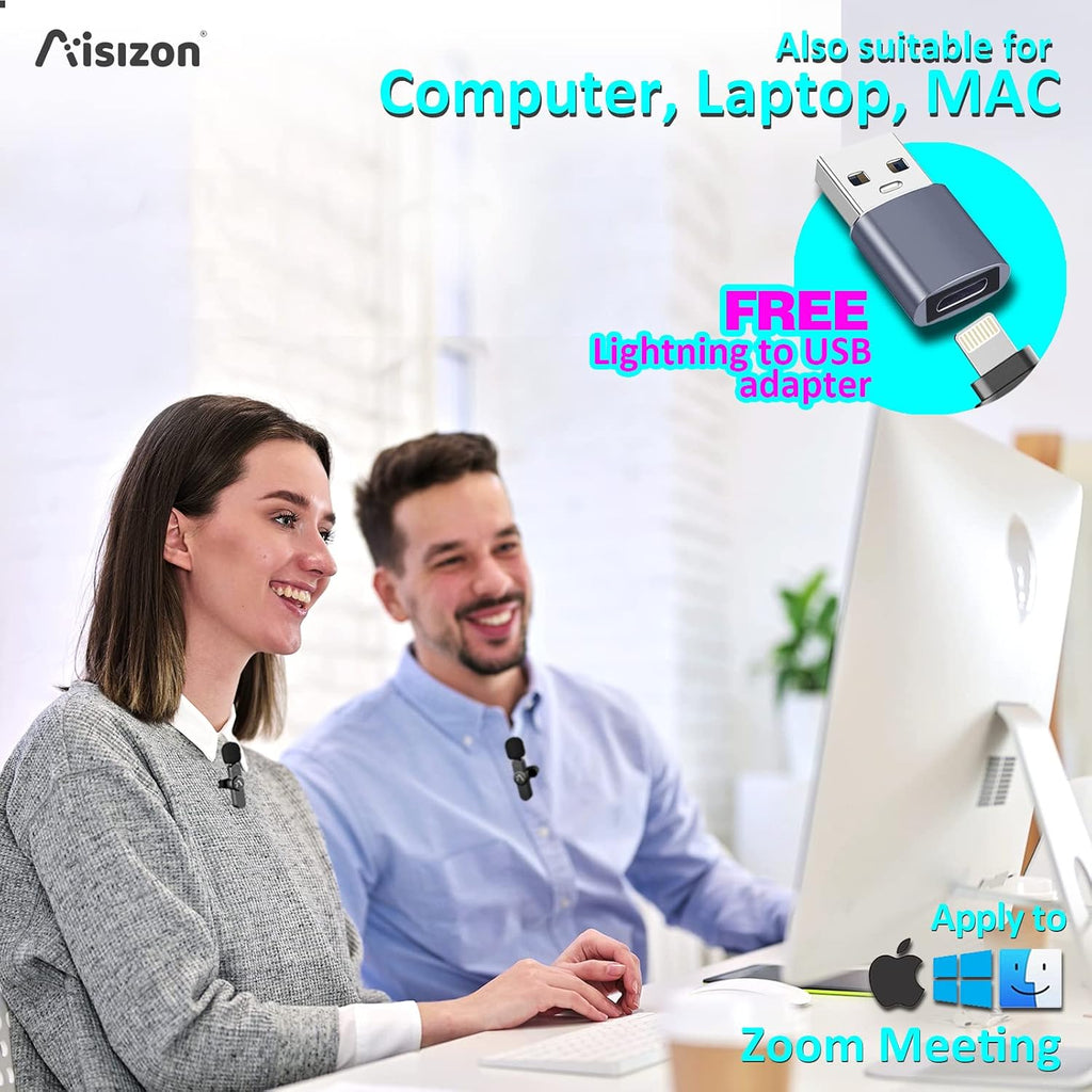 Aisizon Micrófono Lavalier Inalámbrico para iPhone7-14, Micrófono I...