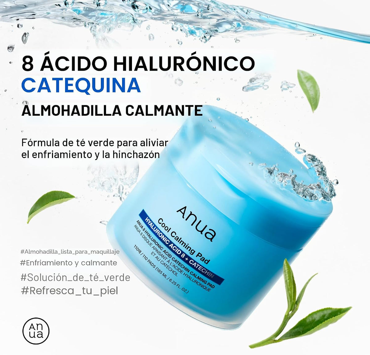 Almohadilla calmante de catequina de ácido hialurónico Anua 8, 110...