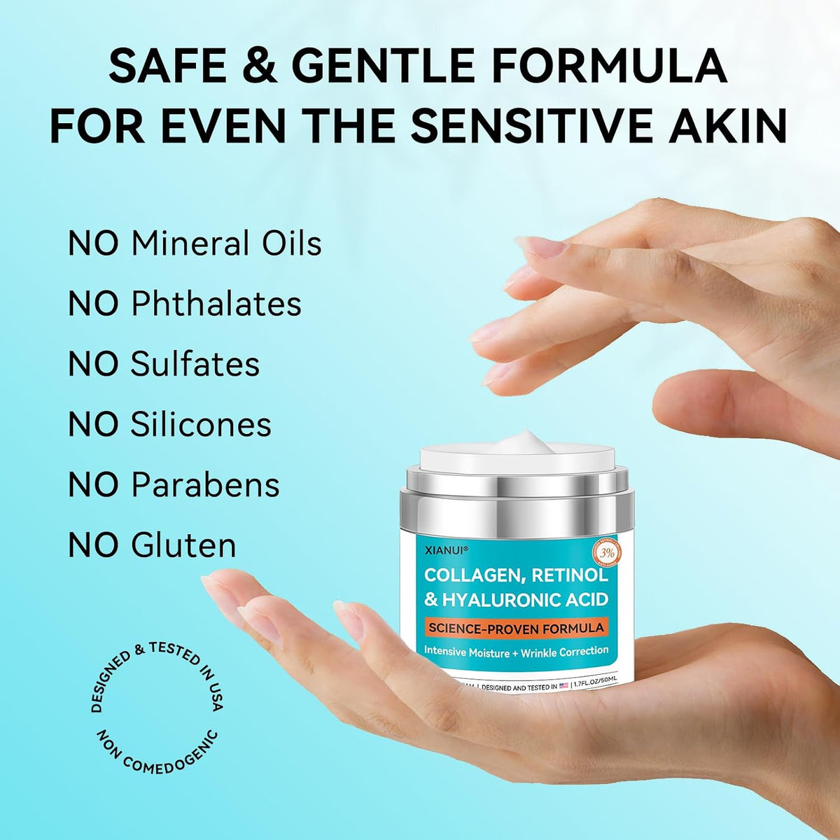 XIANUI Crema Facial de Retinol con Colágeno y Ácido Hialurónico - H...