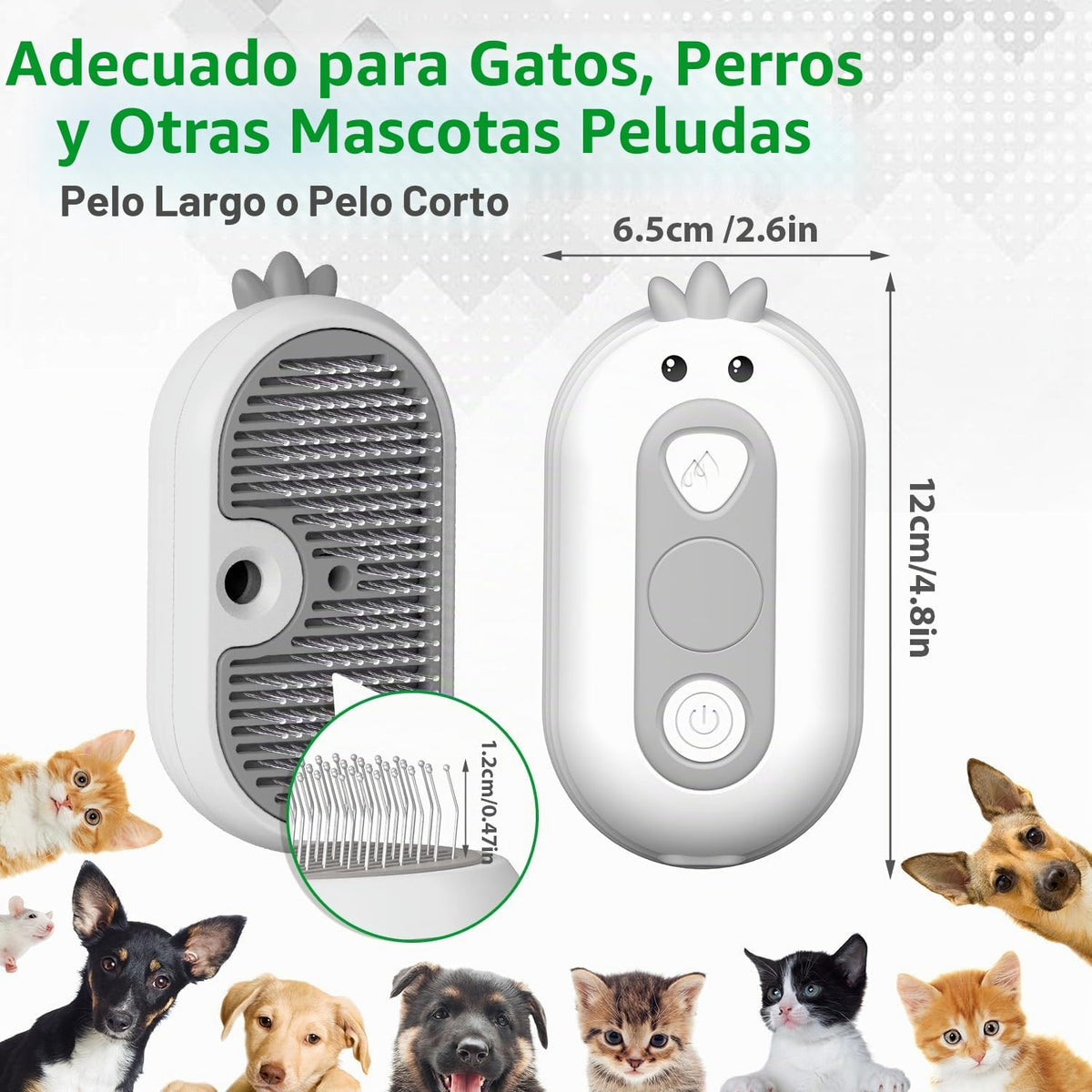 POIIOPY Cepillo de vapor para gatos con botón de liberación, peine...