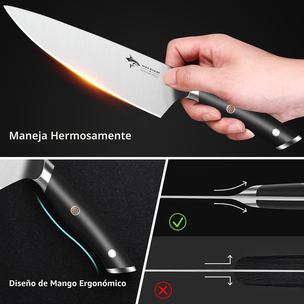MAD SHARK - Juego de cuchillos de cocina, 5 piezas de cuchillos de...
