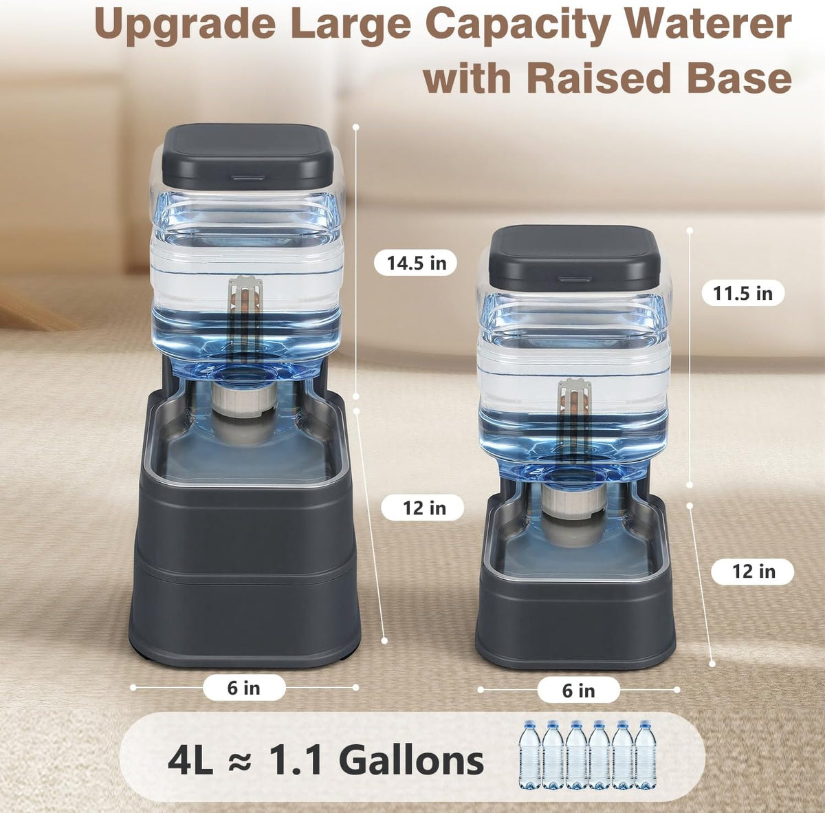 Dispensador automático de agua para perros y mascotas, 1.1 galones,...