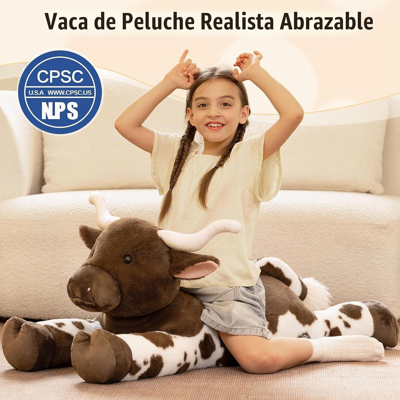 Tezituor 43.3 animal de peluche gigante de vaca de cuernos largos,...