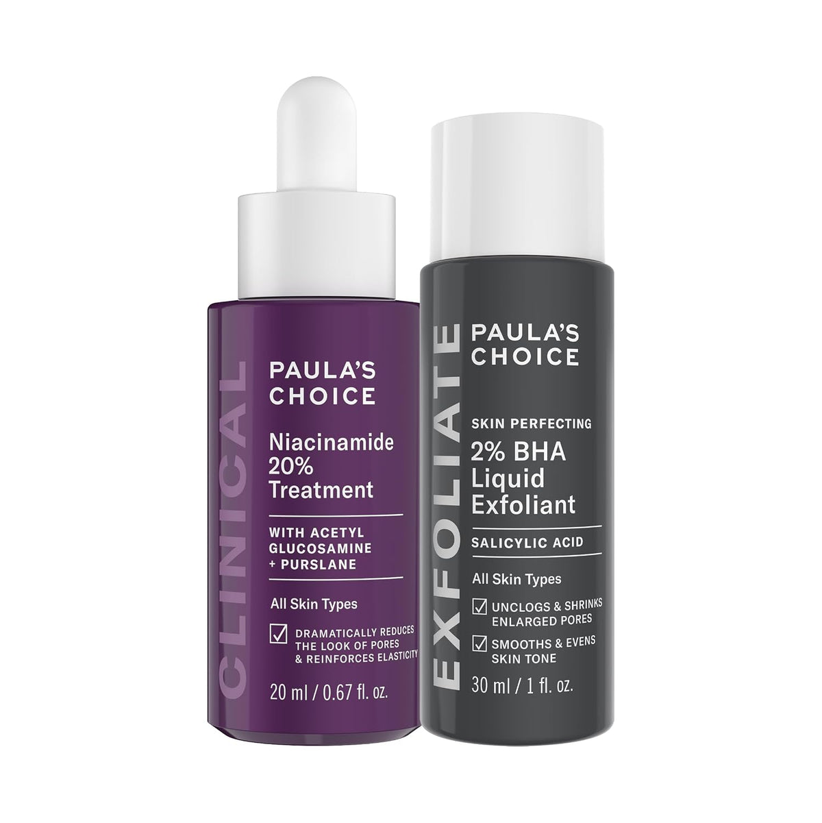 Paula's Choice CLÍNICA 20% Niacinamida & Travel 2% BHA Exfoliante L...