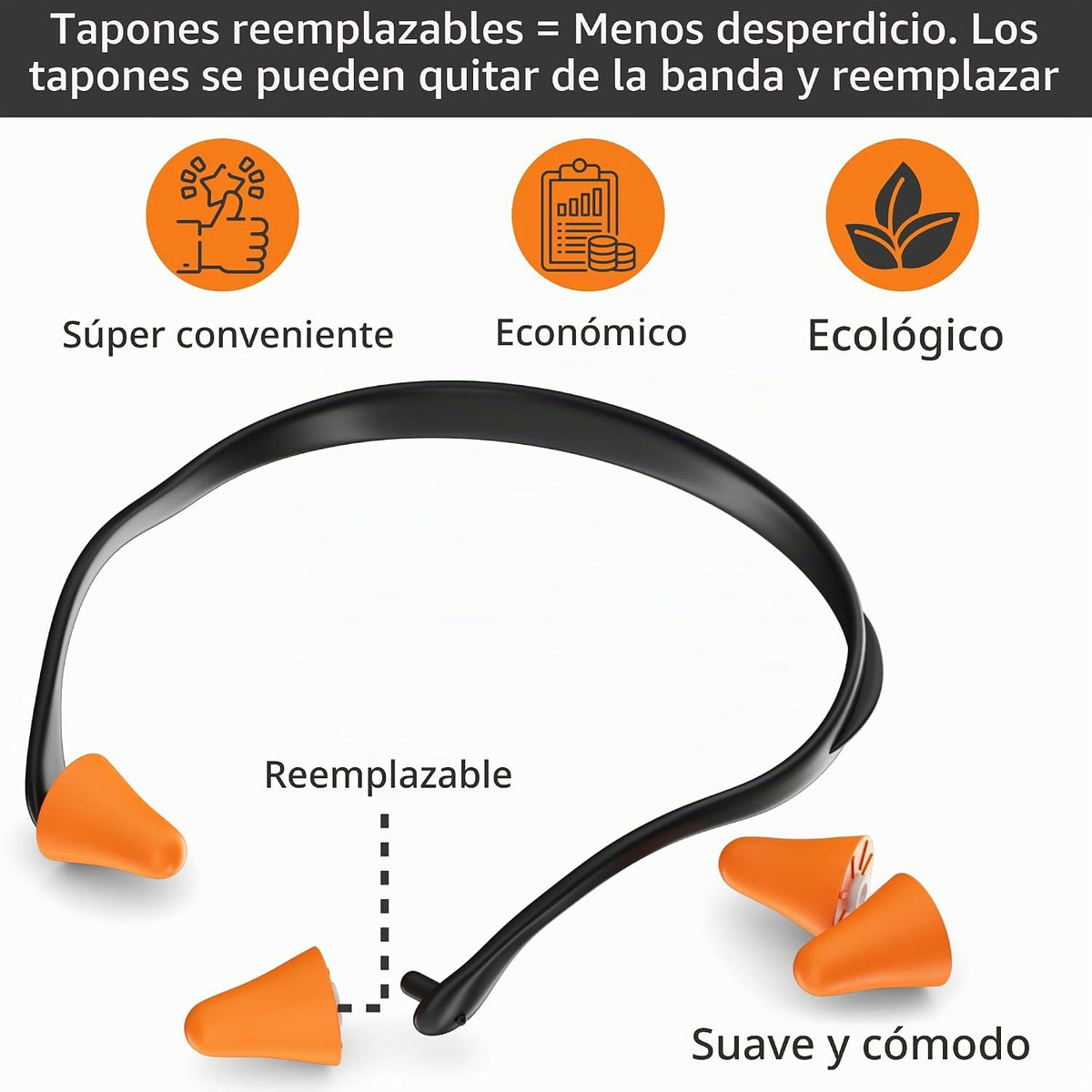 Tapones para los oídos con bandas de calidad, 10 pares con cápsulas...