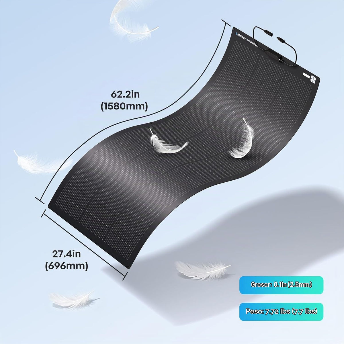 Renogy Panel solar flexible ShadowFlux de 200 vatios, tipo N 25% de...