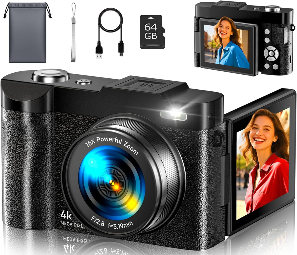 Cámara digital 4K para fotografía, cámaras digitales de enfoque aut...
