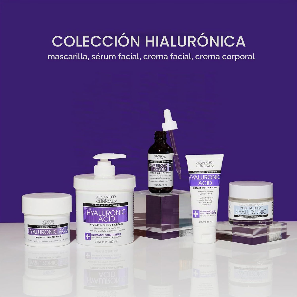 Advanced Clinicals - Crema con ácido hialurónico, loción hidratante...