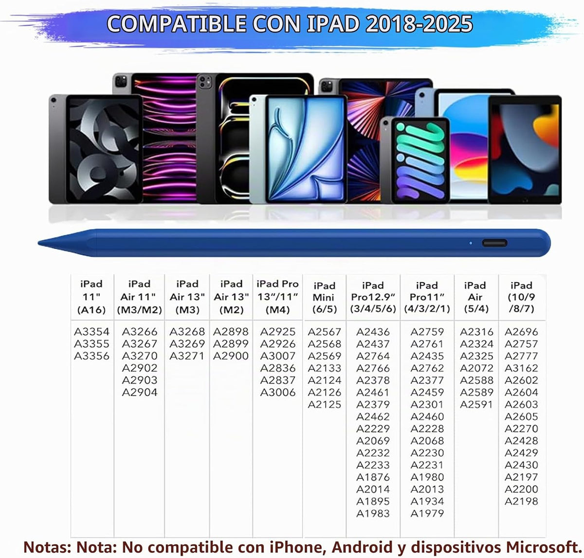 Lápiz óptico para iPad A16\/10ª\/9ª generación, carga rápida de 10...