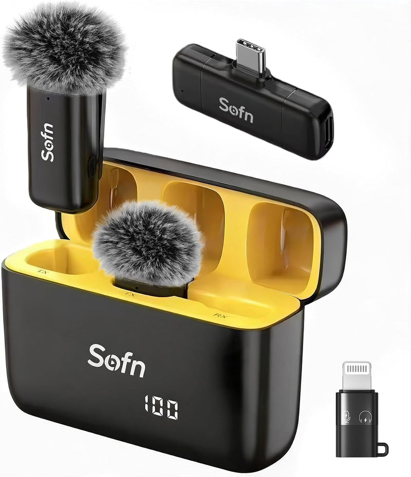 Micrófono inalámbrico Sofn para iPhone y Android, mini micrófono de...