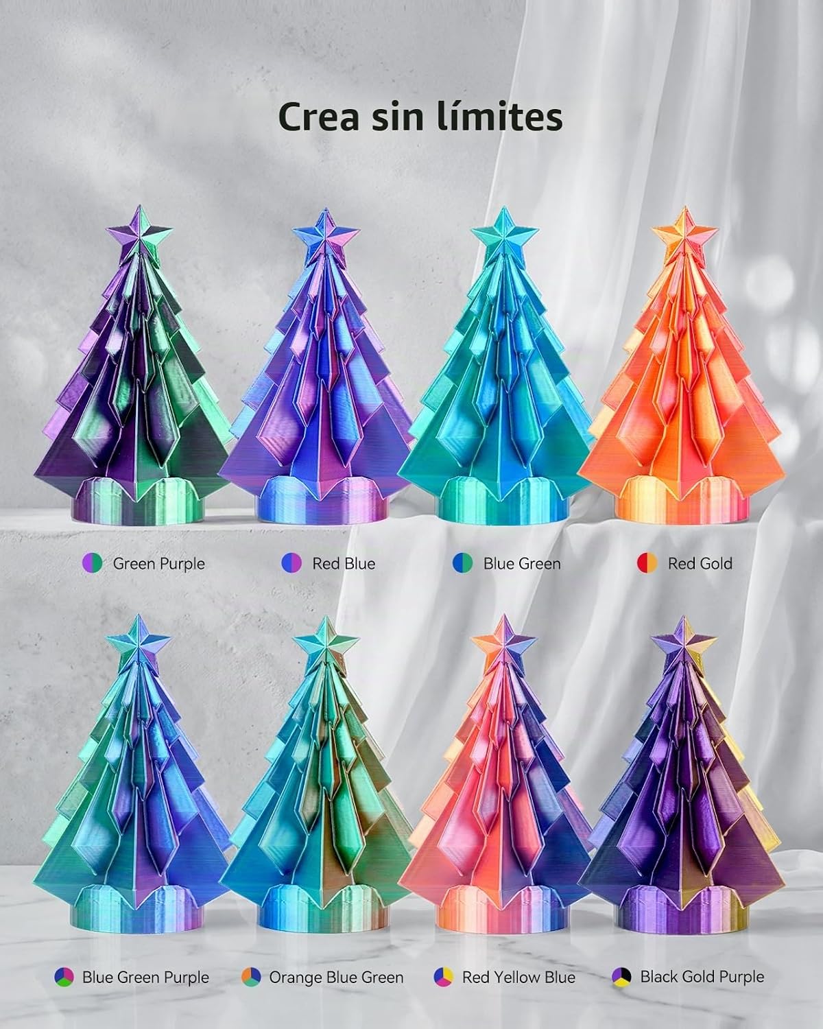 SUNLU - Filamento de ácido poliláctico de triple color de seda de 0...