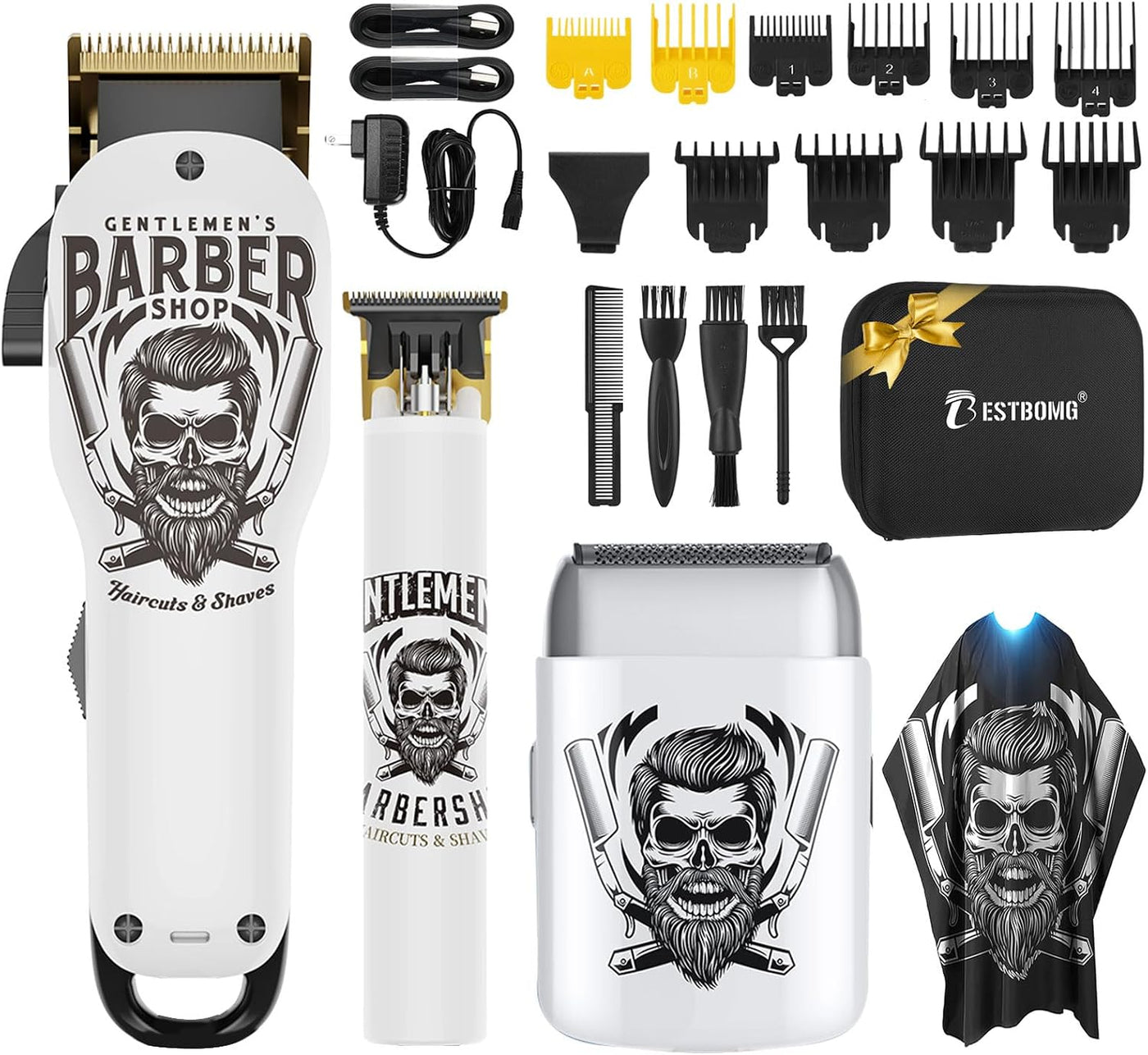 BESTBOMG® Cortapelos para hombres, juego de recortadora, recortador...