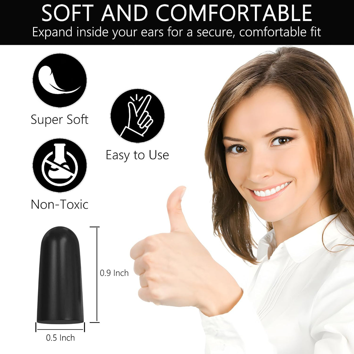 Tapones para los oídos de espuma de calidad, 50 pares, 32 dB, con c...