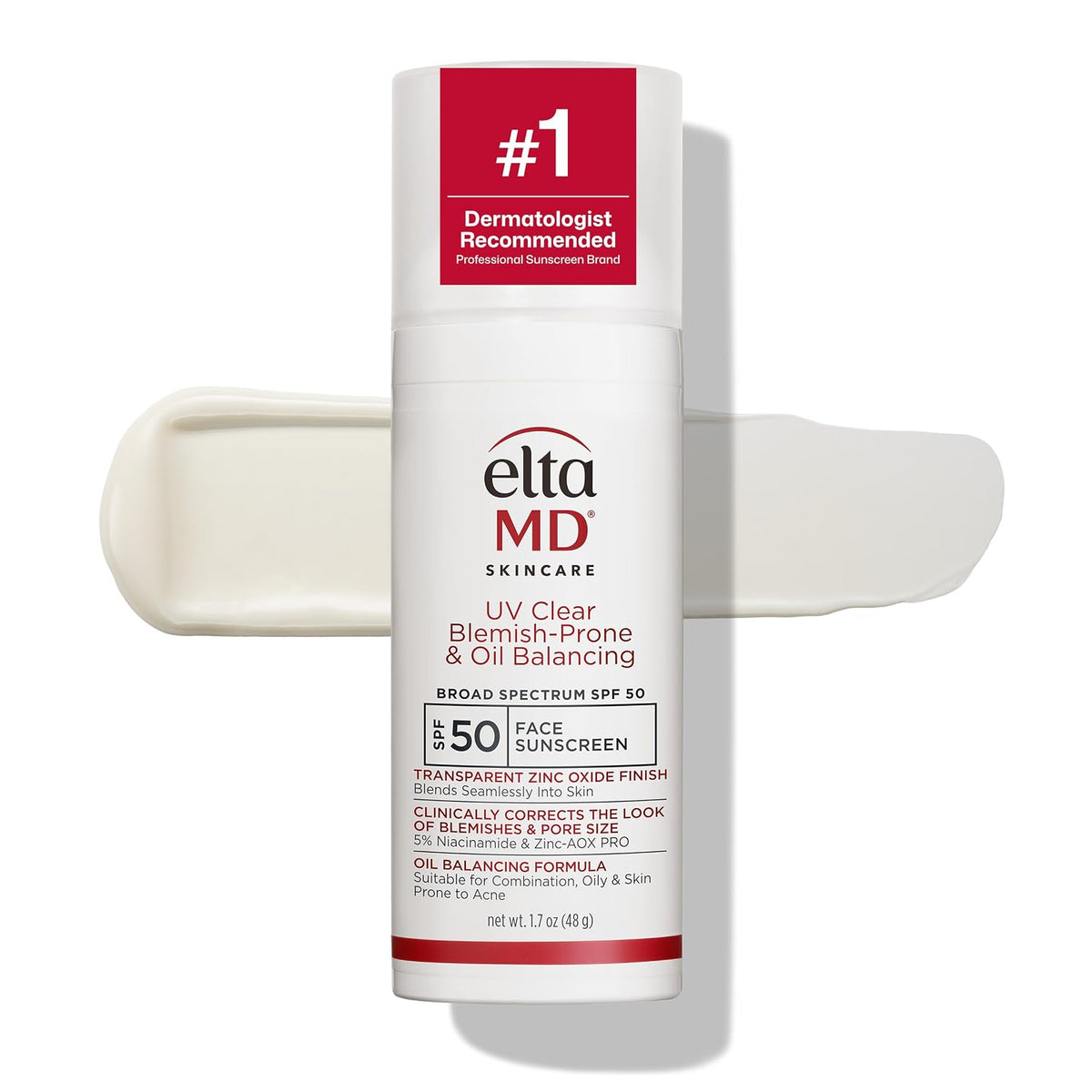Protector solar facial transparente UV EltaMD con óxido de zinc, si...