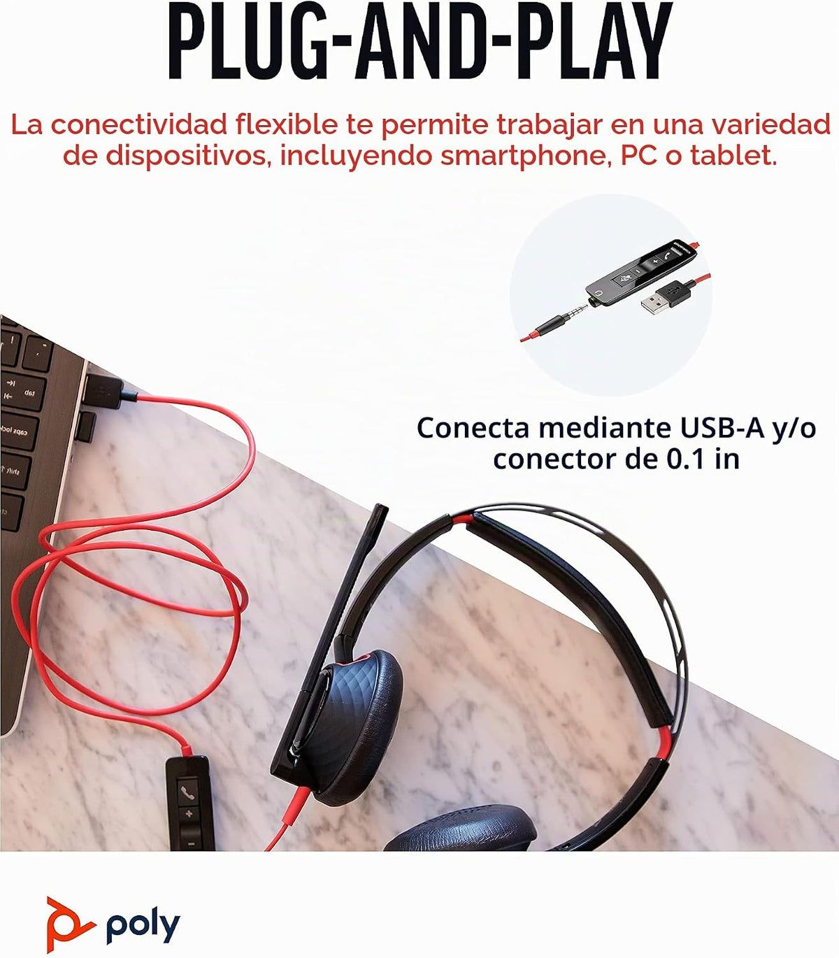 Poly Blackwire 5220 USB-A - Auriculares con cable (Plantronics) \u2...