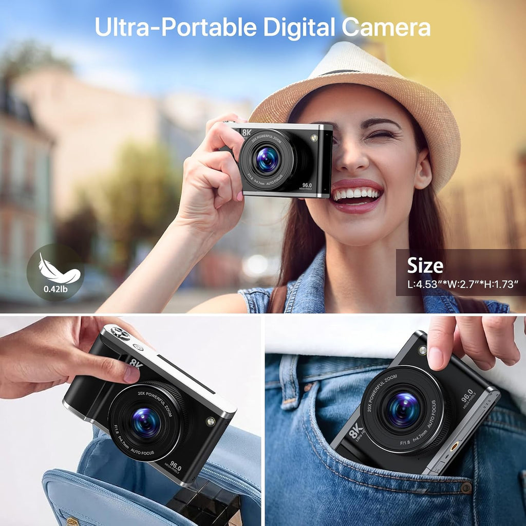 Cámara digital 8K para fotografía con WiFi 96MP Autofocus Vlogging...